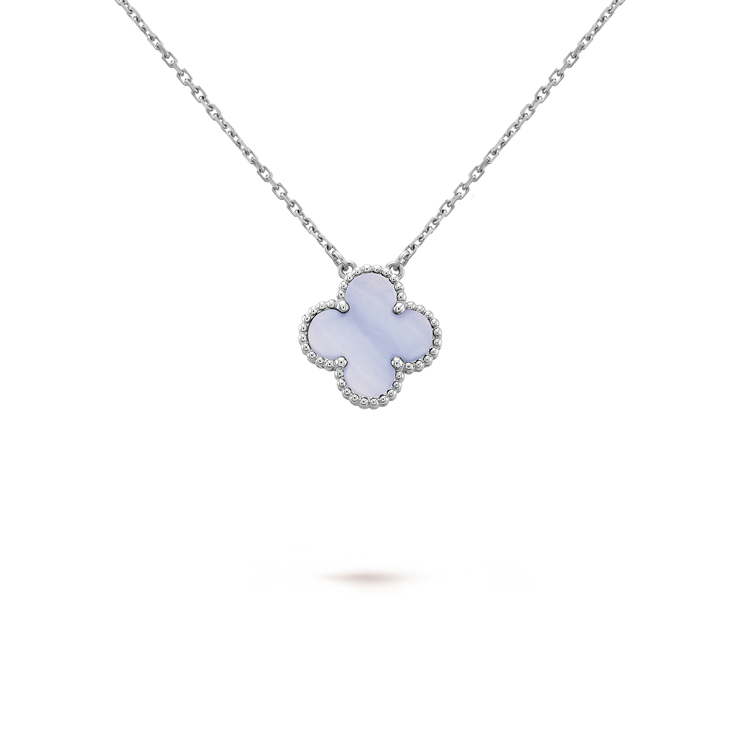 VAN CLEEF ARPELS VINTAGE ALHAMBRA PENDANT - WHITE GOLD, CHALCEDONY  VCARD34900